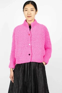 Daniela Gregis Pomegranate Bomber Knit Neon Fuchsia| Outerwear