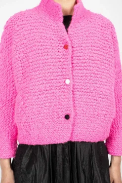Daniela Gregis Pomegranate Bomber Knit Neon Fuchsia| Outerwear