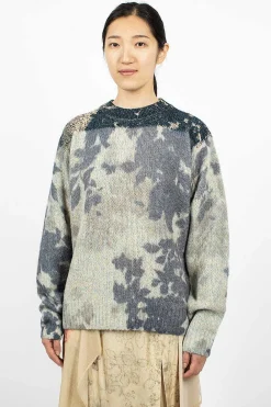 Dries Van Noten Printed Knit Jumper Blue| Knitwear