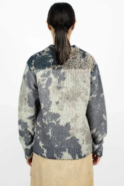 Dries Van Noten Printed Knit Jumper Blue| Knitwear
