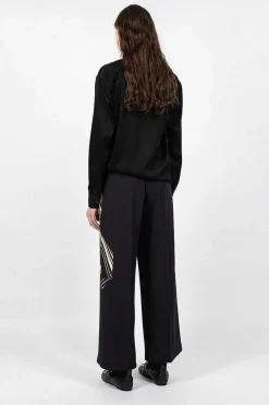 Dries Van Noten Printed Leg Pant Black| Trousers