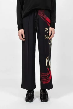 Dries Van Noten Printed Leg Pant Black| Trousers