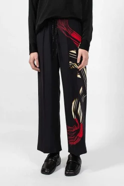 Dries Van Noten Printed Leg Pant Black| Trousers