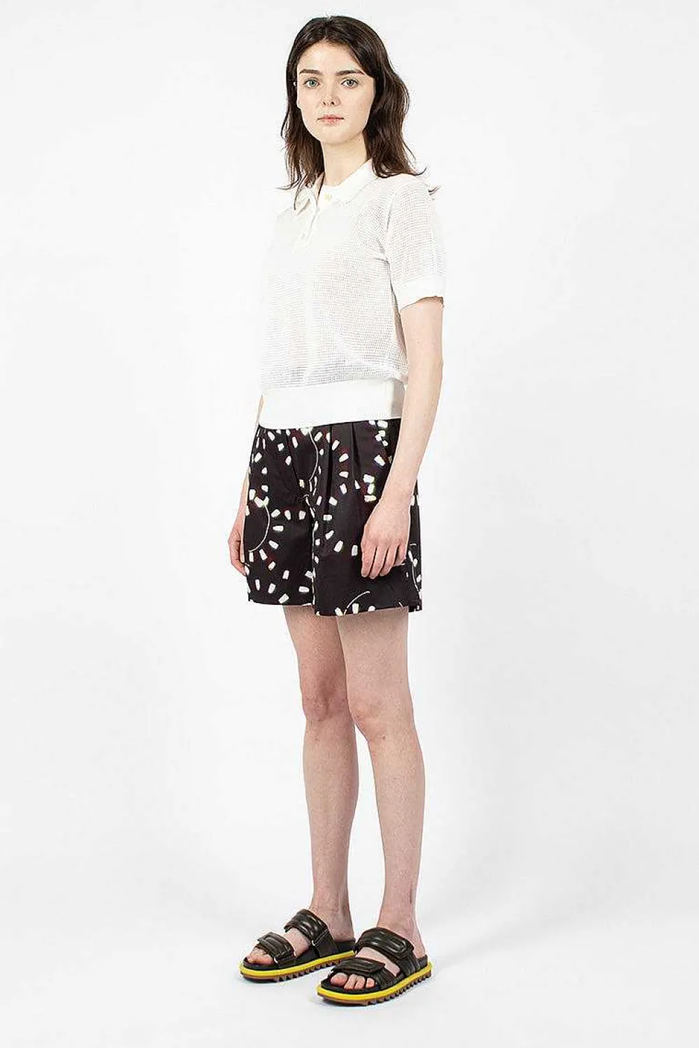Dries Van Noten Printed Pleat Shorts Black| Trousers