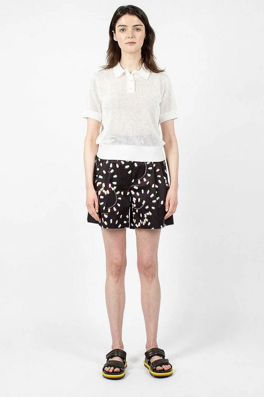 Dries Van Noten Printed Pleat Shorts Black| Trousers
