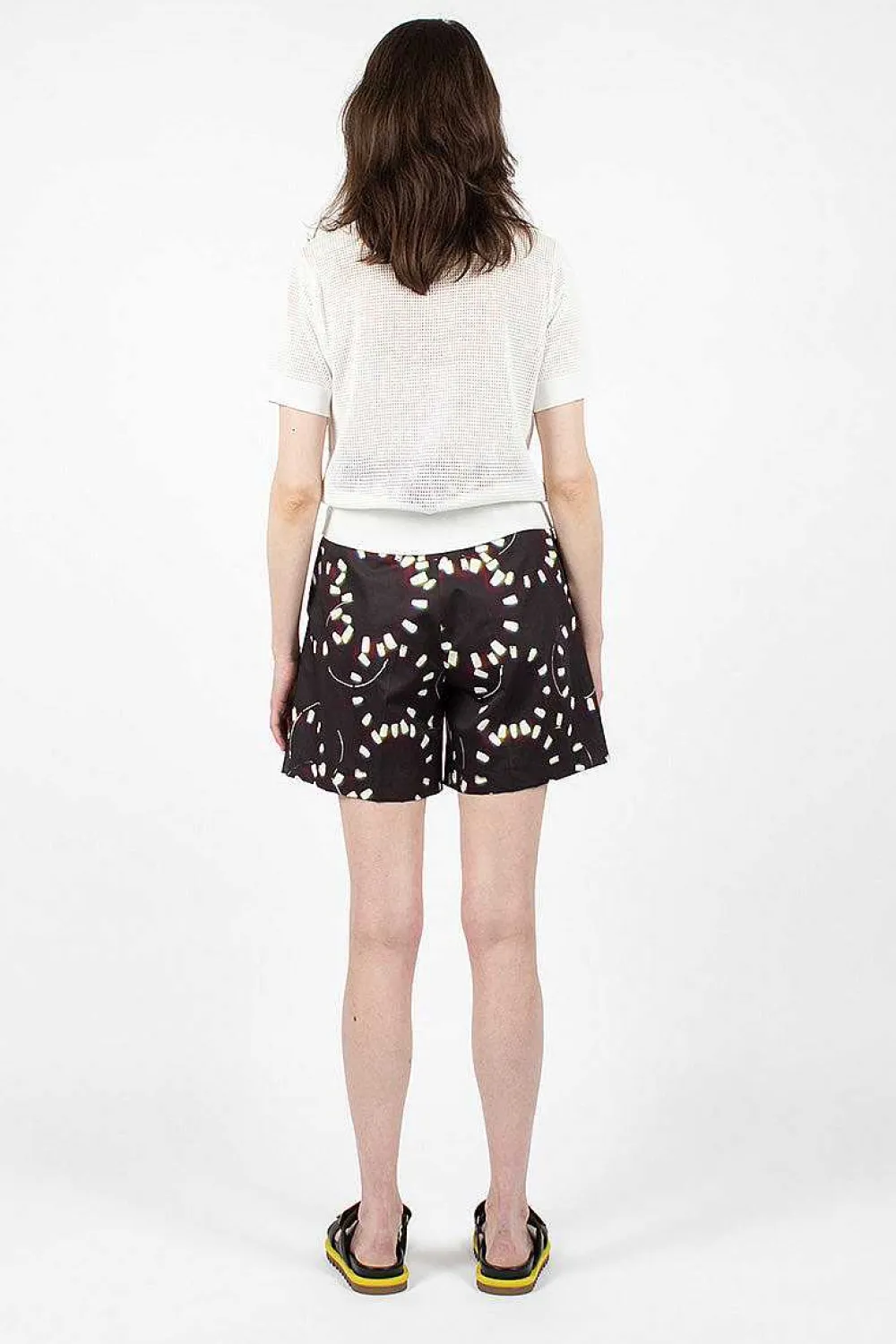 Dries Van Noten Printed Pleat Shorts Black| Trousers