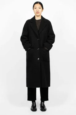 Margaret Howell Raglan Overcoat Black| Outerwear
