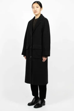 Margaret Howell Raglan Overcoat Black| Outerwear