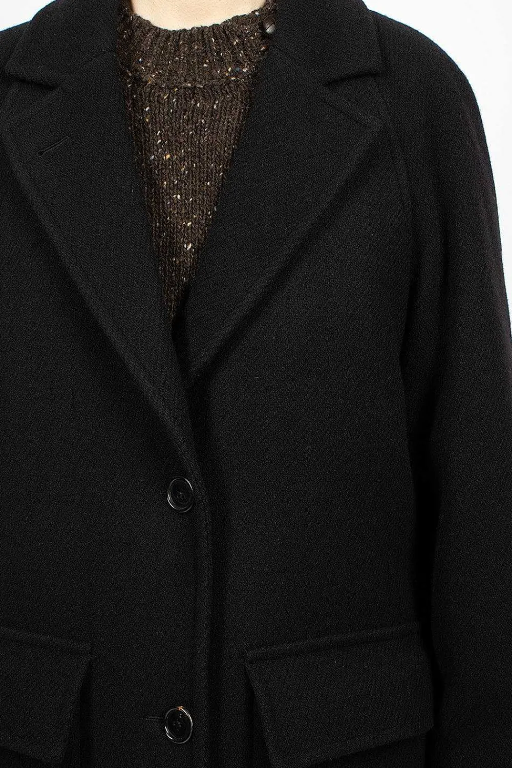 Margaret Howell Raglan Overcoat Black| Outerwear