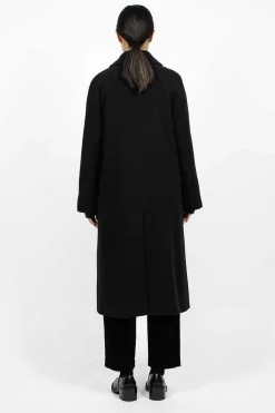 Margaret Howell Raglan Overcoat Black| Outerwear