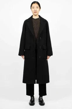 Margaret Howell Raglan Overcoat Black| Outerwear