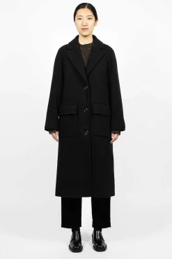 Margaret Howell Raglan Overcoat Black| Outerwear