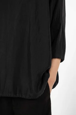 Chez Vidalenc Raglant Top Habotai Black| Tops