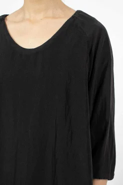 Chez Vidalenc Raglant Top Habotai Black| Tops