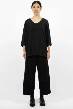 Chez Vidalenc Raglant Top Habotai Black| Tops