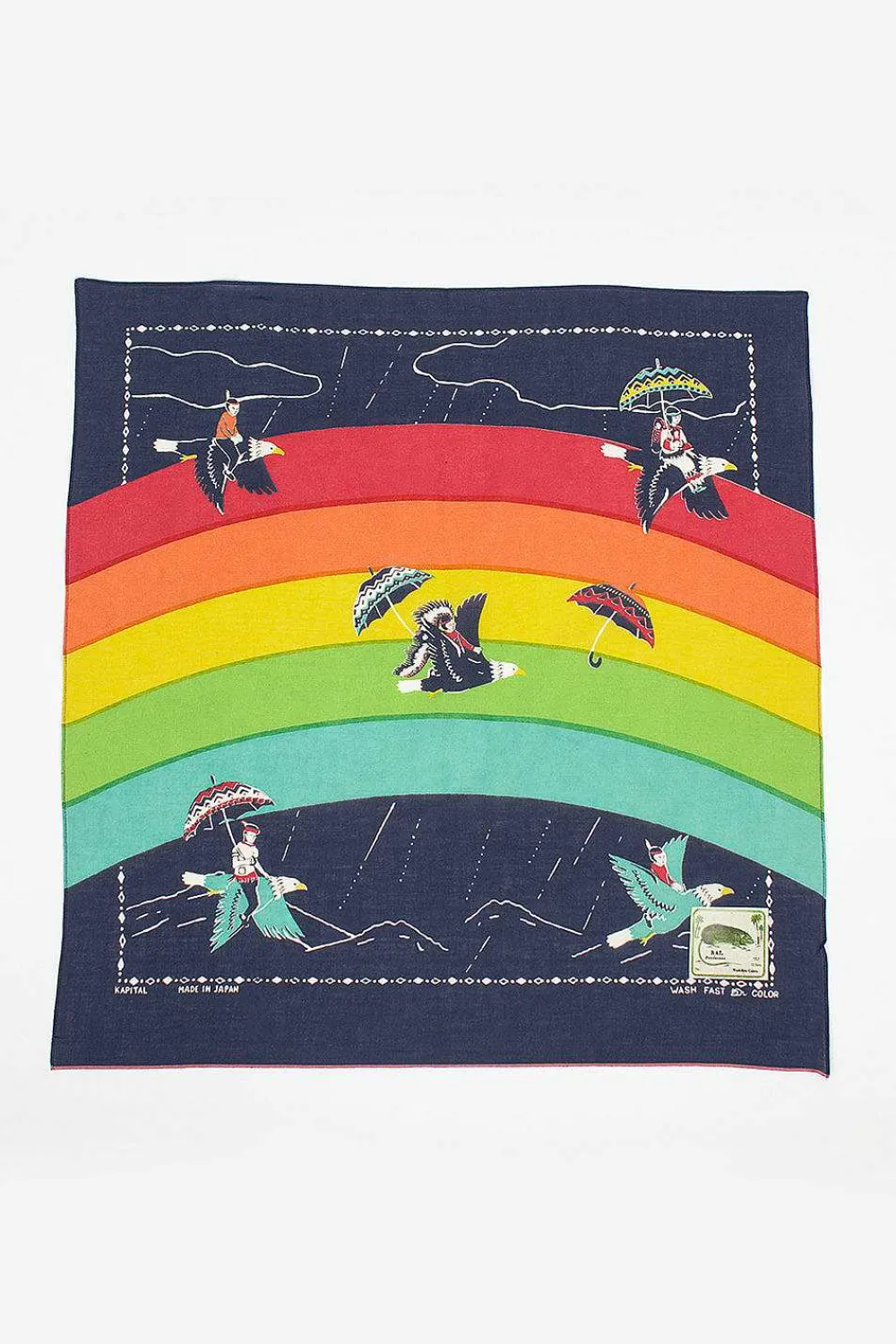 Kapital Rainbow And Birds Printed Bandana Navy| Bandanas