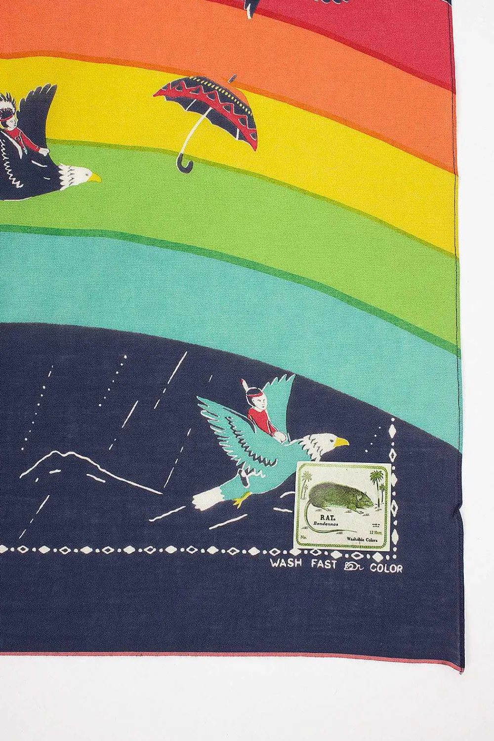 Kapital Rainbow And Birds Printed Bandana Navy| Bandanas