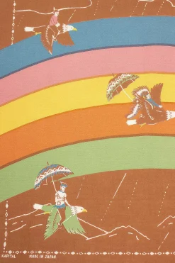 Kapital Rainbow And Birds Printed Bandana Gold| Bandanas