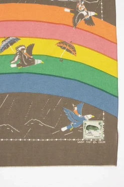 Kapital Rainbow And Birds Printed Bandana Khaki| Bandanas