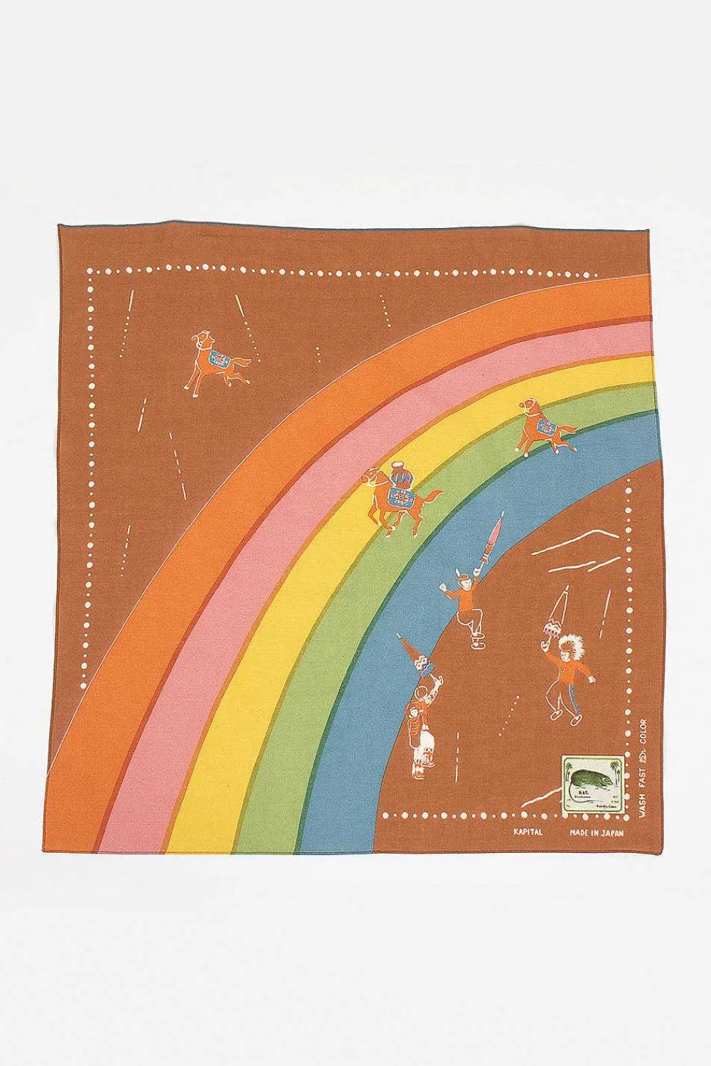 Kapital Rainbow And Horses Printed Bandana Gold| Bandanas