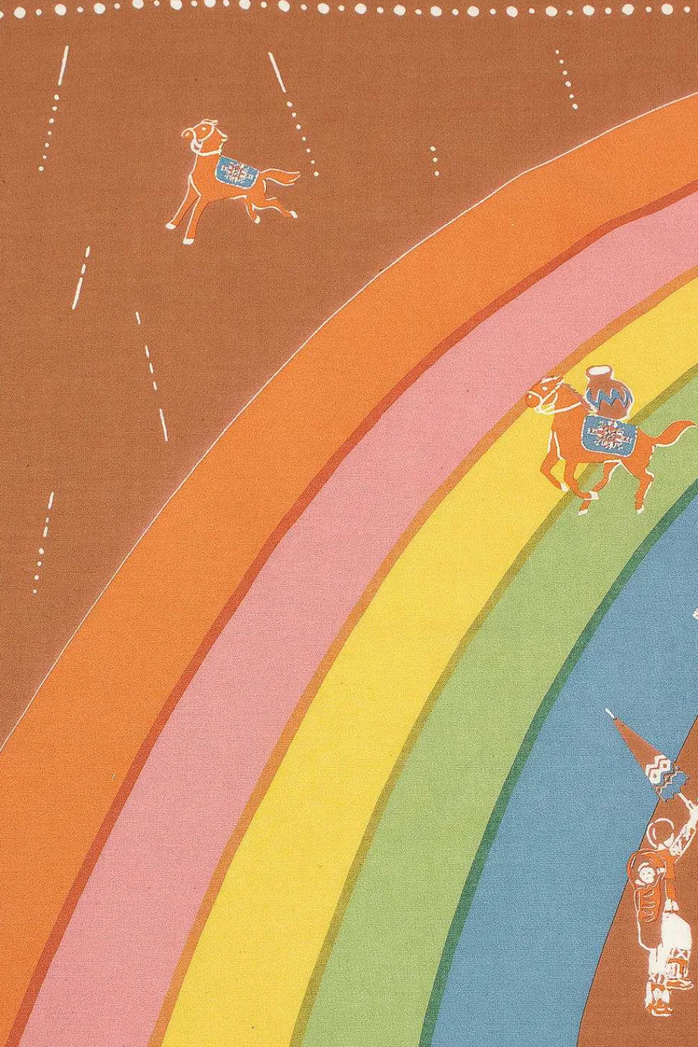 Kapital Rainbow And Horses Printed Bandana Gold| Bandanas