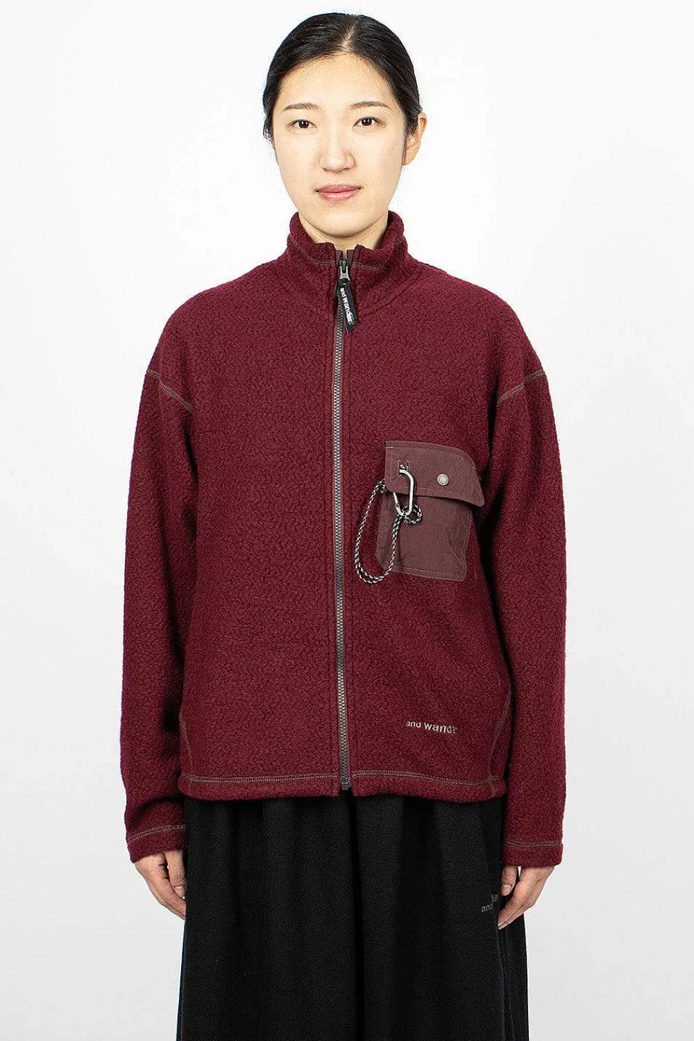 and wander Re Wool Jq Fleece Bordeaux| Outerwear