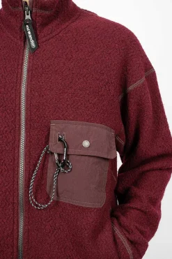 and wander Re Wool Jq Fleece Bordeaux| Outerwear