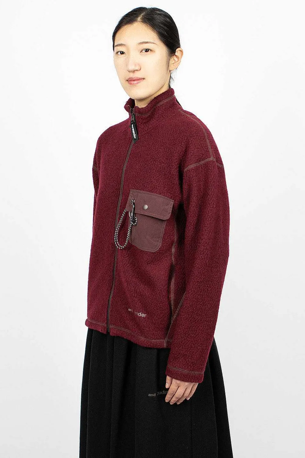 and wander Re Wool Jq Fleece Bordeaux| Outerwear