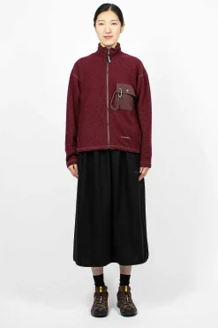 and wander Re Wool Jq Fleece Bordeaux| Outerwear