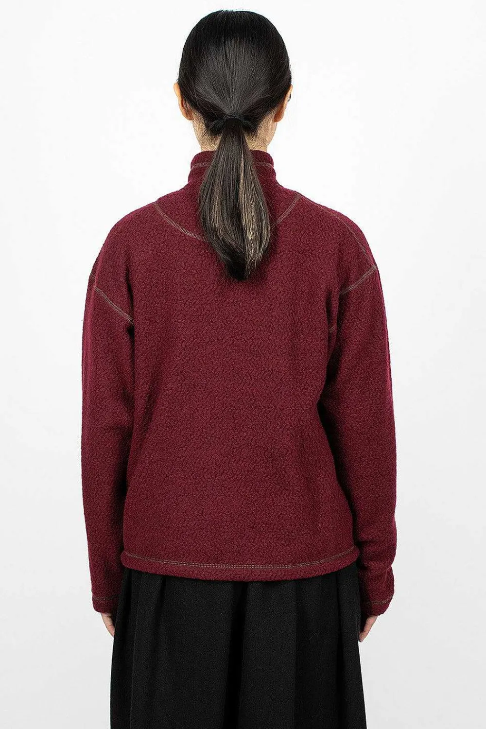 and wander Re Wool Jq Fleece Bordeaux| Outerwear