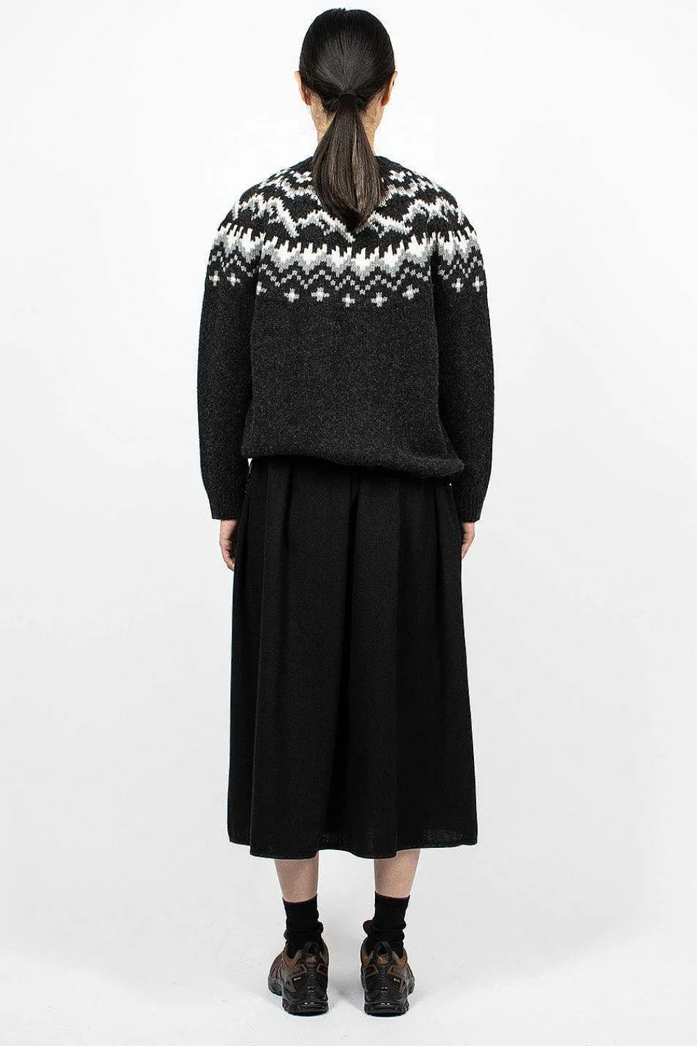 and wander Re Wool Tweed Skirt Black| Skirts