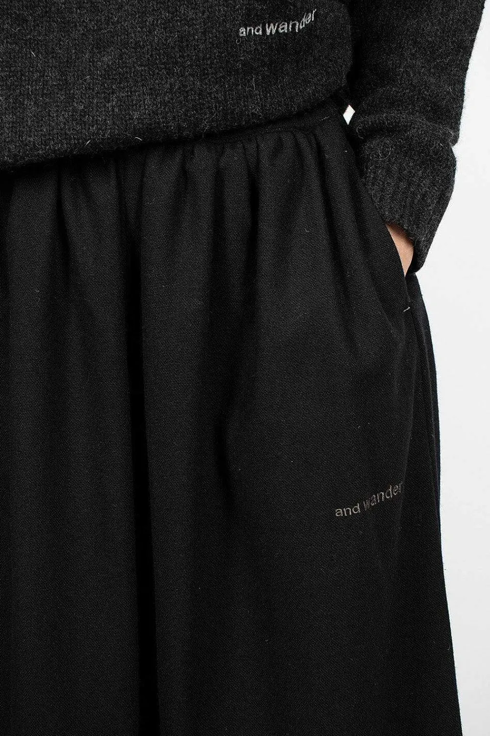 and wander Re Wool Tweed Skirt Black| Skirts