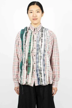 Needles Rebuild Ribbon Flannel Shirt Red/Green| Shirts