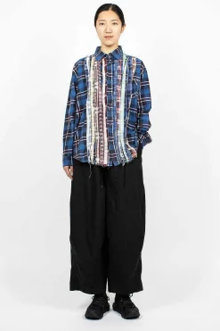 Needles Rebuild Ribbon Flannel Shirt Navy| Shirts