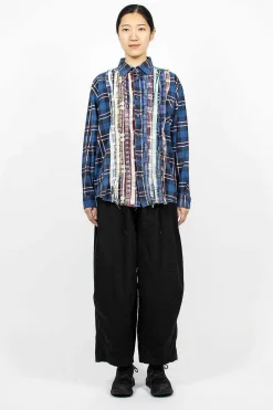 Needles Rebuild Ribbon Flannel Shirt Navy| Shirts