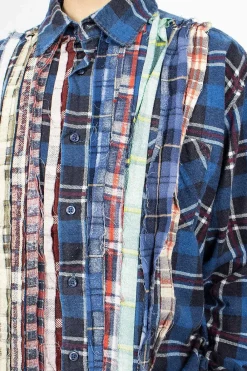 Needles Rebuild Ribbon Flannel Shirt Navy| Shirts
