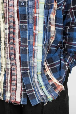 Needles Rebuild Ribbon Flannel Shirt Navy| Shirts