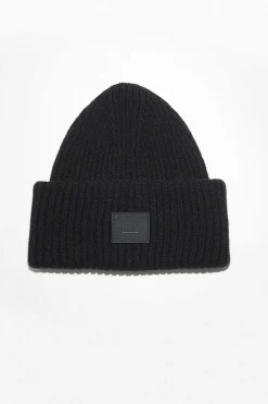 Acne Studios Ribbed Knit Beanie Black| Hats