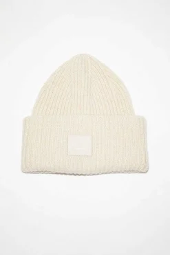 Acne Studios Ribbed Knit Beanie Oatmeal Melange| Hats