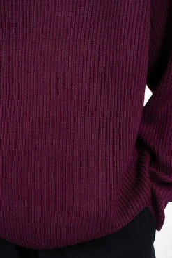 6397 Ribbed Raglan Crewneck Plum| Knitwear