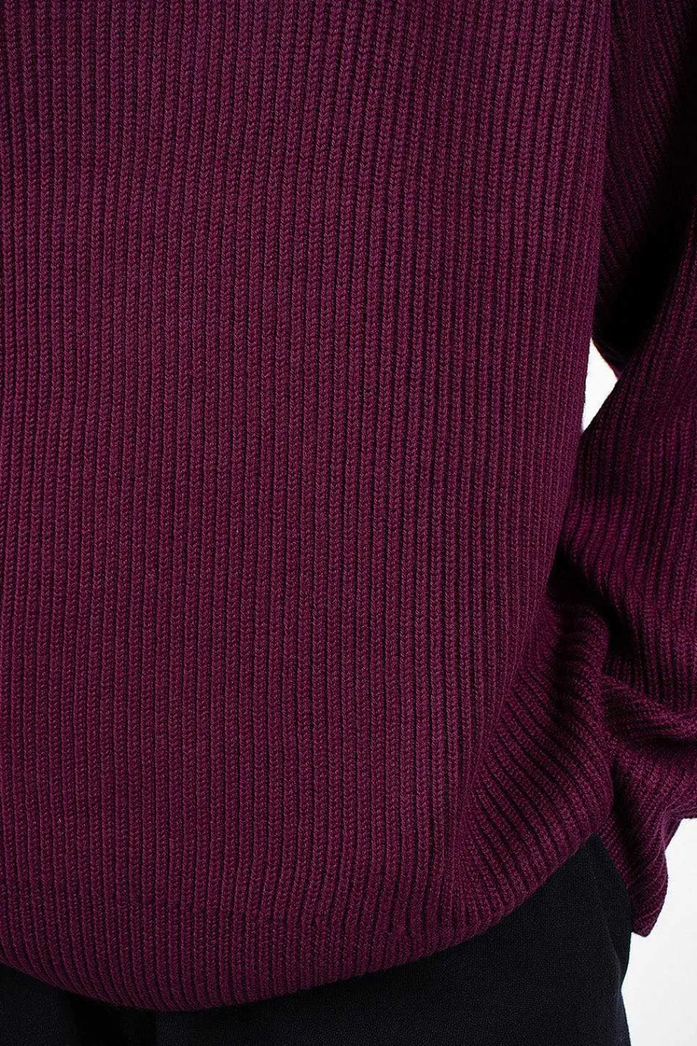 6397 Ribbed Raglan Crewneck Plum| Knitwear