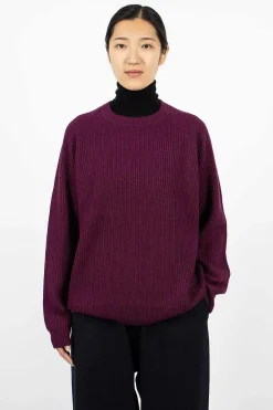 6397 Ribbed Raglan Crewneck Plum| Knitwear