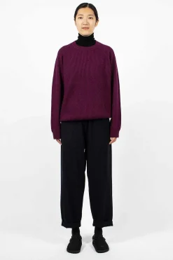 6397 Ribbed Raglan Crewneck Plum| Knitwear
