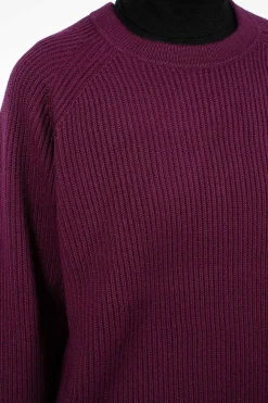 6397 Ribbed Raglan Crewneck Plum| Knitwear