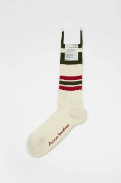 Acne Studios Ribbed Stripe Socks Dark Khaki| Tights & Socks