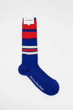 Acne Studios Ribbed Stripe Socks Sapphire Blue| Tights & Socks