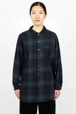 Engineered Garments FWK Rounded Collar Shirt Blackwatch Tartan| Tops