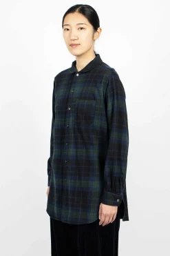 Engineered Garments FWK Rounded Collar Shirt Blackwatch Tartan| Shirts