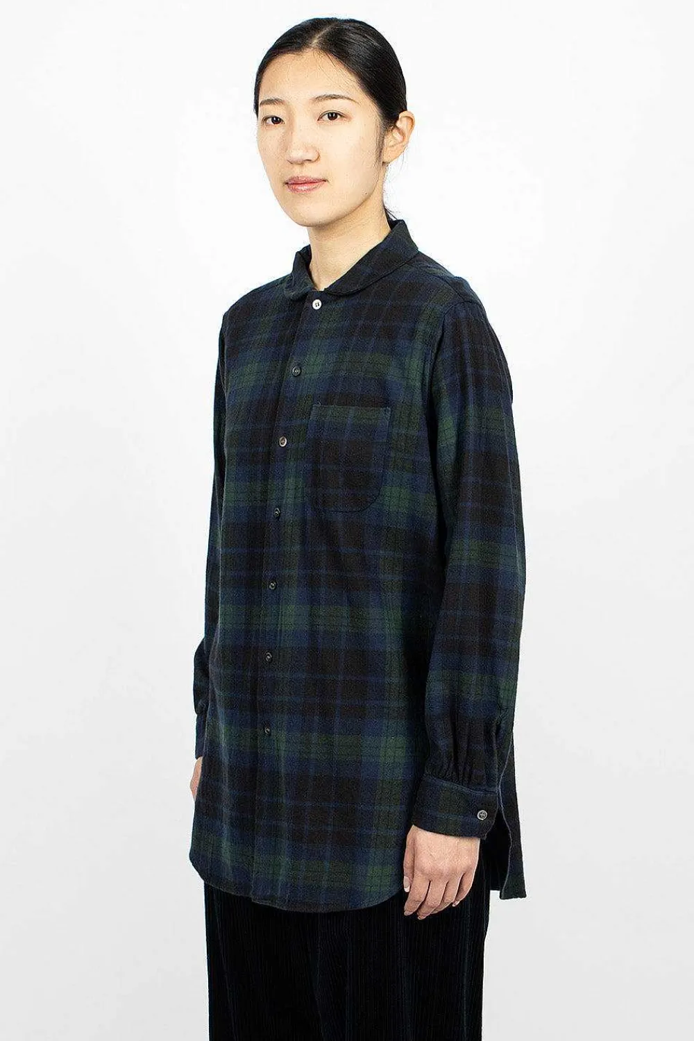 Engineered Garments FWK Rounded Collar Shirt Blackwatch Tartan| Shirts