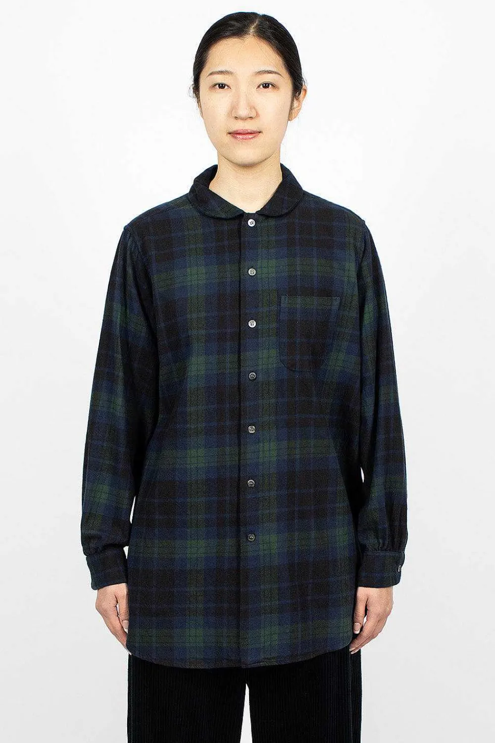 Engineered Garments FWK Rounded Collar Shirt Blackwatch Tartan| Shirts